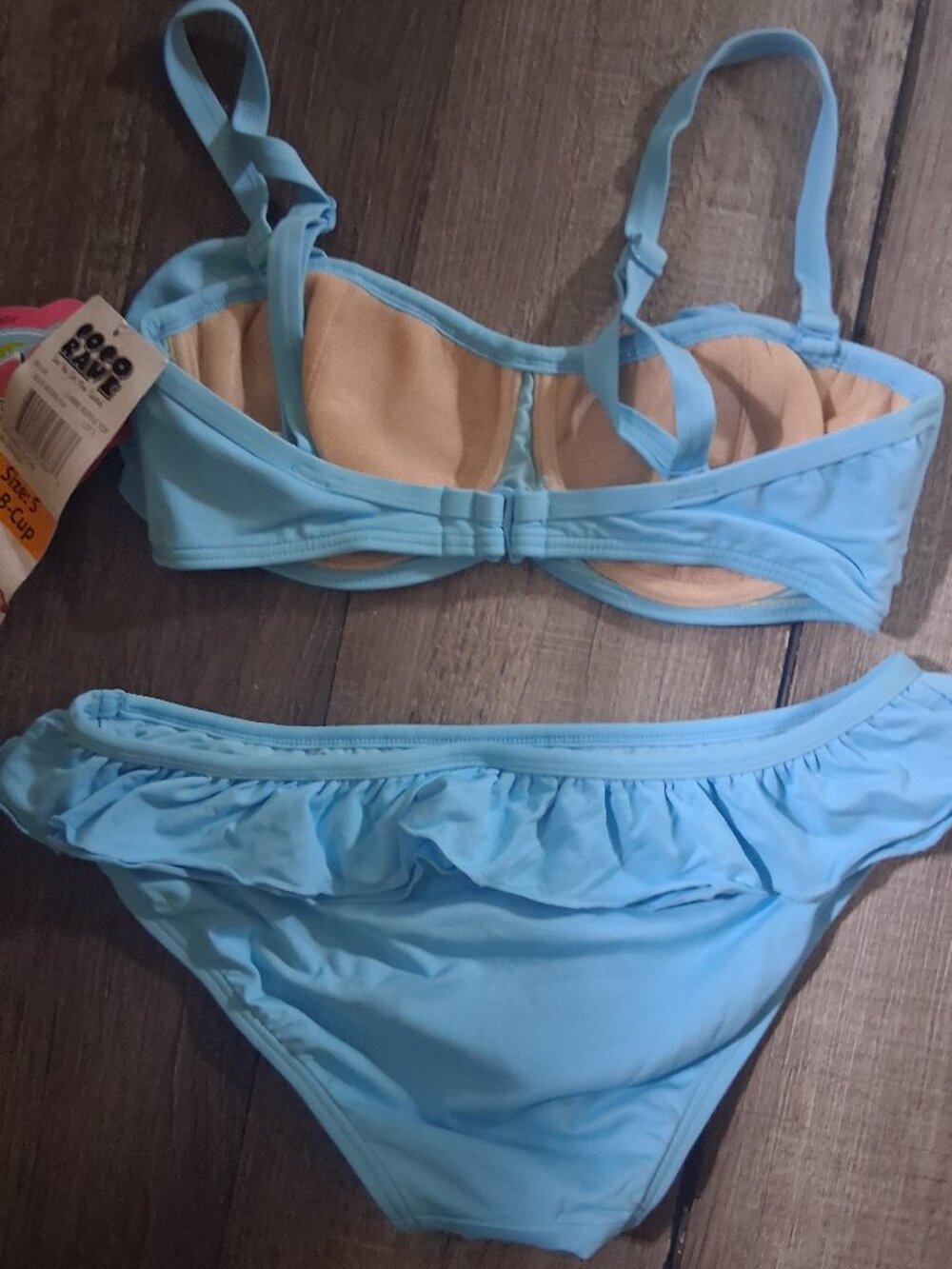 Coco Rave Small Blue Ruffle Bikini Set Small 32 B NEW - Picture 2 of 6